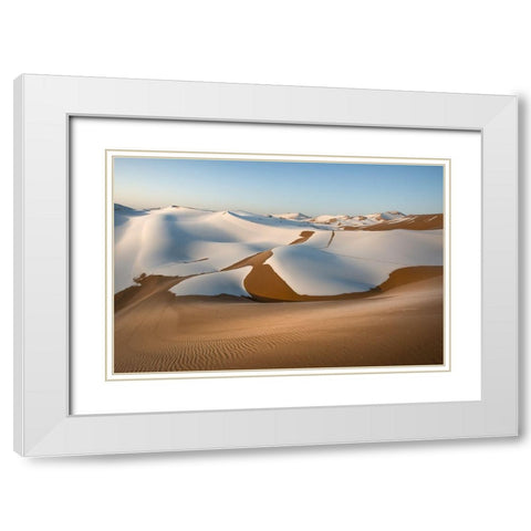 Badain Jaran Desert White Modern Wood Framed Art Print with Double Matting by Shanyewuyu