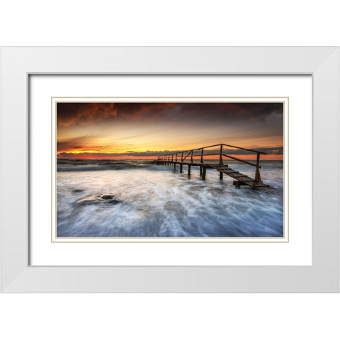 Pier White Modern Wood Framed Art Print with Double Matting by Keller