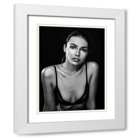 Project Faces [Romi] White Modern Wood Framed Art Print with Double Matting by Krystynek MQEP, Martin