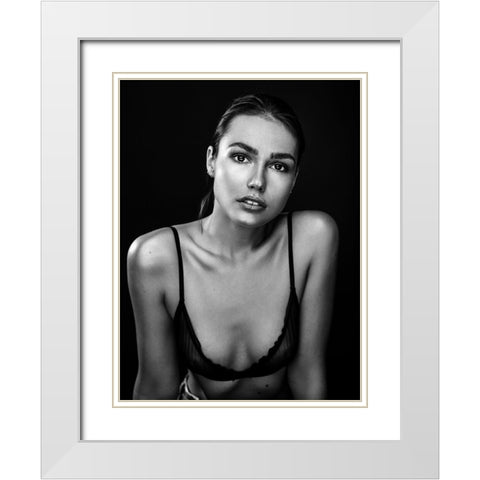 Project Faces [Romi] White Modern Wood Framed Art Print with Double Matting by Krystynek MQEP, Martin