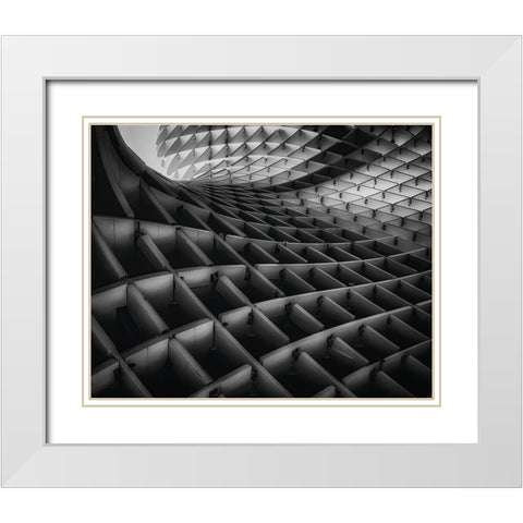 Waves White Modern Wood Framed Art Print with Double Matting by Tomaz Silva, Filipe