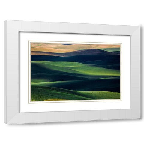 Flow White Modern Wood Framed Art Print with Double Matting by Xu, Tony
