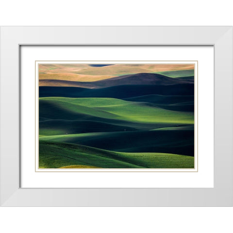 Flow White Modern Wood Framed Art Print with Double Matting by Xu, Tony