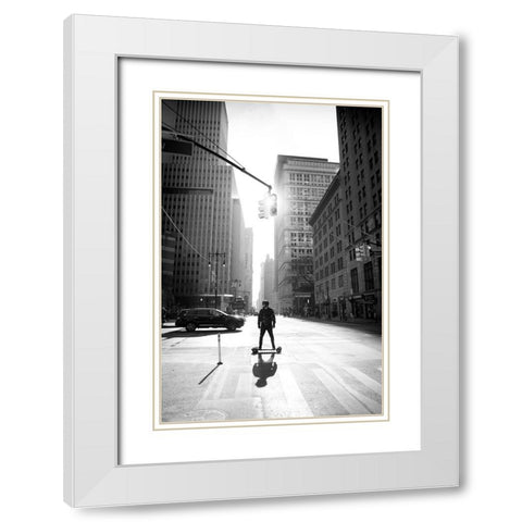 Manhattan White Modern Wood Framed Art Print with Double Matting by Froyda, Martin