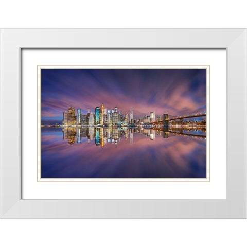 City Of Blinding Lights White Modern Wood Framed Art Print with Double Matting by F. Turienzo, Carlos