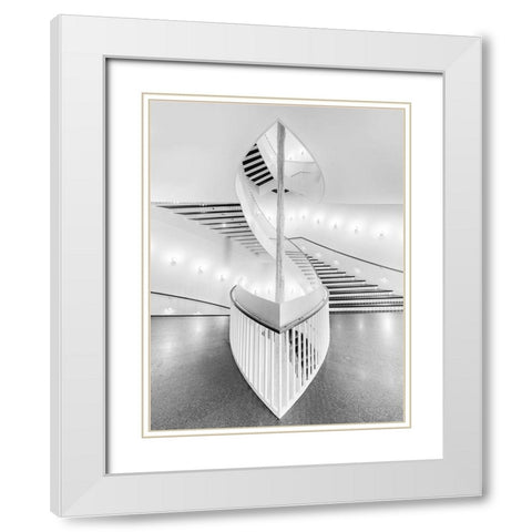 Spiral Staircase White Modern Wood Framed Art Print with Double Matting by Zhao, Henry