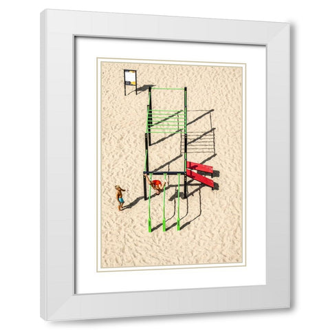 A Short Story About Games On The Beach White Modern Wood Framed Art Print with Double Matting by Ignacy, Cembrzynski
