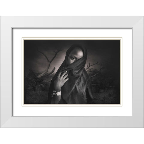African Girl White Modern Wood Framed Art Print with Double Matting by Yosifov, Svetlin