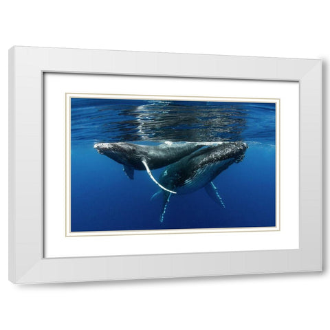 Mother And Son White Modern Wood Framed Art Print with Double Matting by Peneau, Cedric