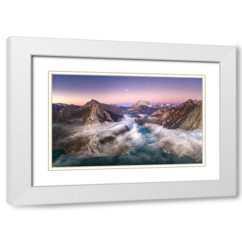 From The Earth To The Moon White Modern Wood Framed Art Print with Double Matting by I. Cuadrado, Juan