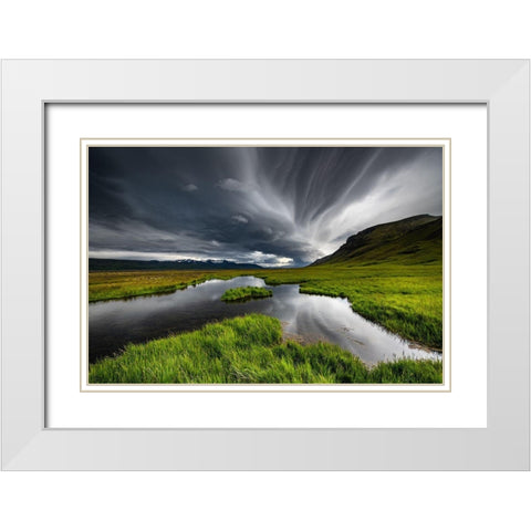 Stormy Iceland Lake White Modern Wood Framed Art Print with Double Matting by Pelissier, Marc