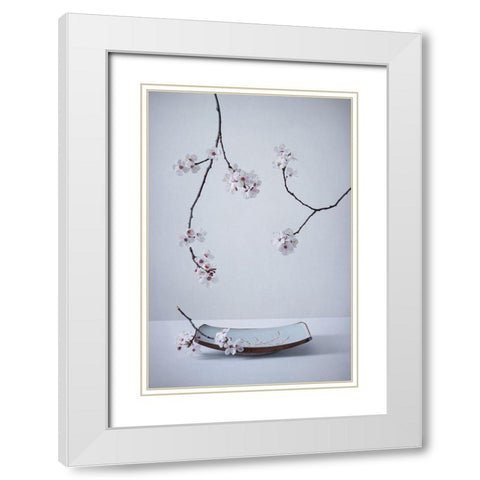 The First Cherry Blossom White Modern Wood Framed Art Print with Double Matting by Karpova, Inna