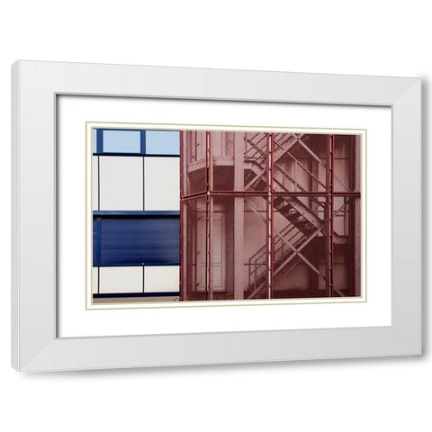 The Fire Escape White Modern Wood Framed Art Print with Double Matting by Van Maastricht, Henk