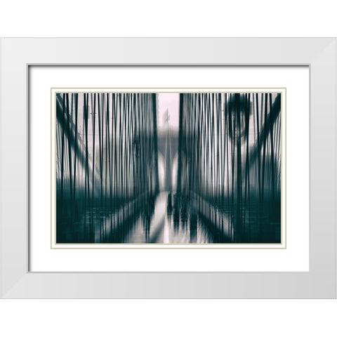 Brooklyn Bridge White Modern Wood Framed Art Print with Double Matting by Hawerkamp, Hans-Wolfgang