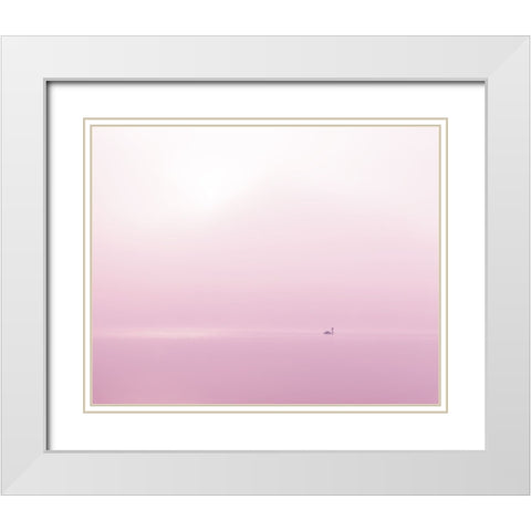 Swan II White Modern Wood Framed Art Print with Double Matting by Gibo, Alexandre