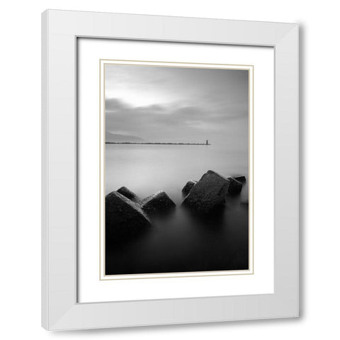 The Lighthouse White Modern Wood Framed Art Print with Double Matting by Landwind