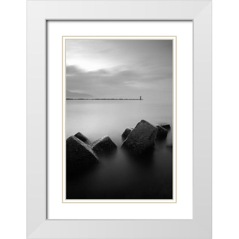 The Lighthouse White Modern Wood Framed Art Print with Double Matting by Landwind