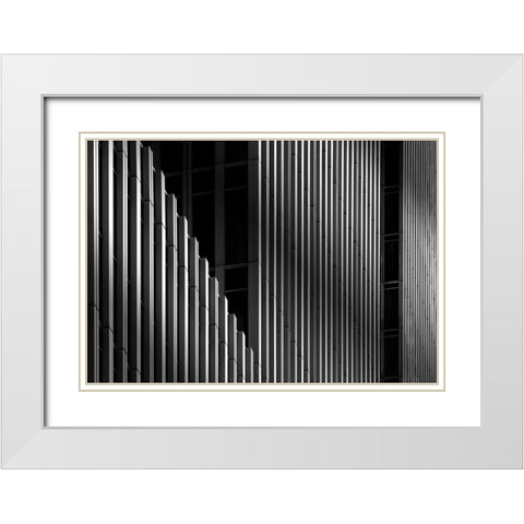 Verticals With A Twist White Modern Wood Framed Art Print with Double Matting by Van Son, Greetje