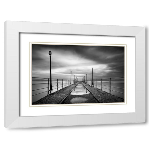 Long Walk White Modern Wood Framed Art Print with Double Matting by Digalakis, George