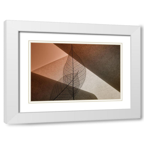 Leafs White Modern Wood Framed Art Print with Double Matting by Kowatari, Shihya
