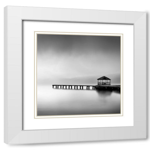 Whispering Lakes 019 White Modern Wood Framed Art Print with Double Matting by Digalakis, George