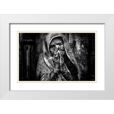 Bleassing People In Holi Festival - India White Modern Wood Framed Art Print with Double Matting by Inazio Kuesta, Joxe