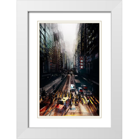 Streets Of Hong Kong White Modern Wood Framed Art Print with Double Matting by Chiriaco, Carmine
