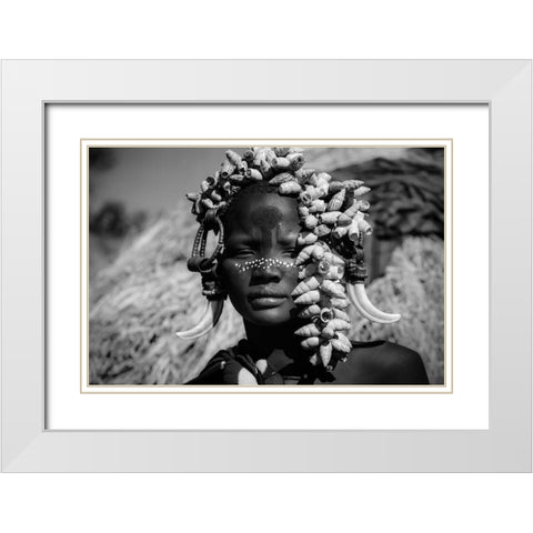 Sweety Mursi Girl White Modern Wood Framed Art Print with Double Matting by Yosifov, Svetlin