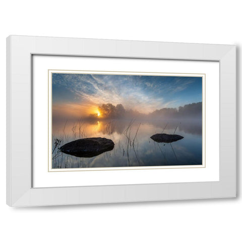 Morning Sun White Modern Wood Framed Art Print with Double Matting by Keller
