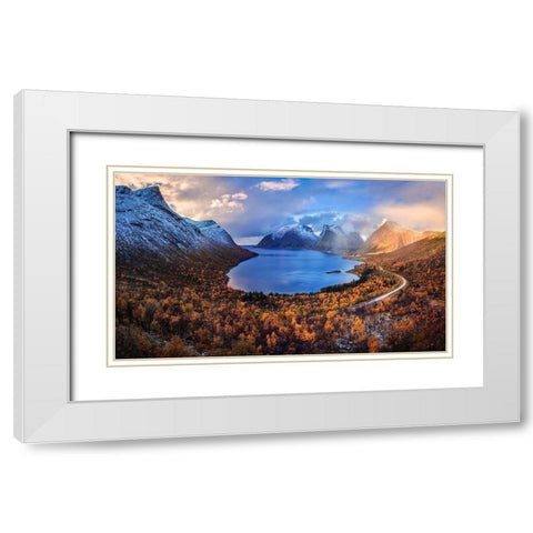 Autumn In Senja White Modern Wood Framed Art Print with Double Matting by Xu, Mei