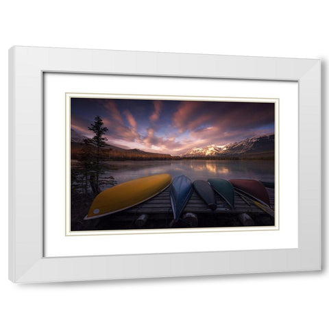 Canada White Modern Wood Framed Art Print with Double Matting by Martin Castan, David