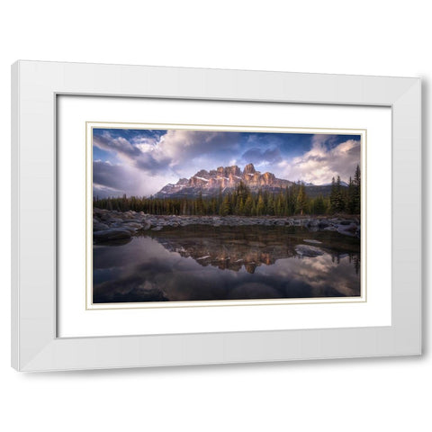 Castle Mountain White Modern Wood Framed Art Print with Double Matting by F. Turienzo, Carlos
