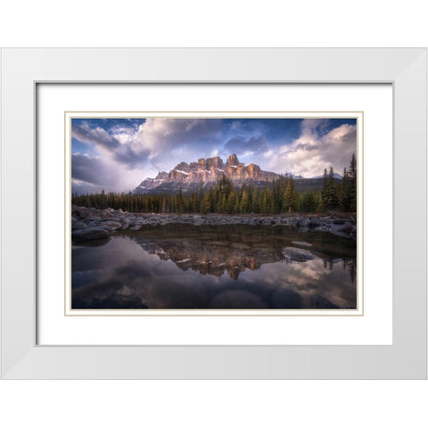 Castle Mountain White Modern Wood Framed Art Print with Double Matting by F. Turienzo, Carlos