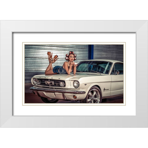 Baby you can drive my Car White Modern Wood Framed Art Print with Double Matting by gNo
