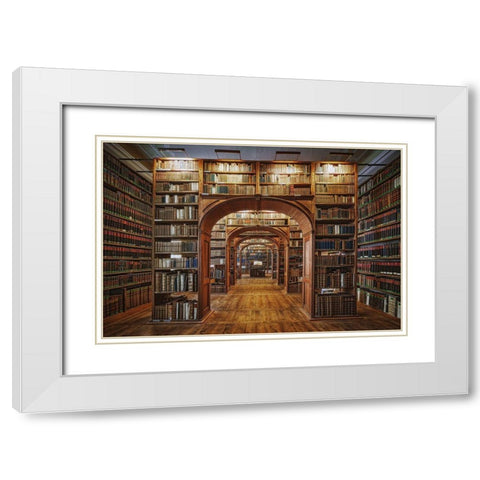 Upper Lausitzian Library Of Sciences White Modern Wood Framed Art Print with Double Matting by Aurednik, Patrick