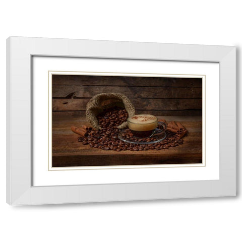 Coffee Time White Modern Wood Framed Art Print with Double Matting by Perfoncio, Margareth