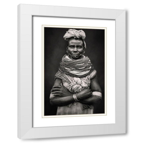Nyangatom White Modern Wood Framed Art Print with Double Matting by Yosifov, Svetlin