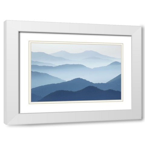 Blue Waves White Modern Wood Framed Art Print with Double Matting by Pphgallery