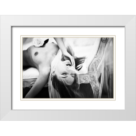 Love Is So Painful White Modern Wood Framed Art Print with Double Matting by Tu, Jing Xin
