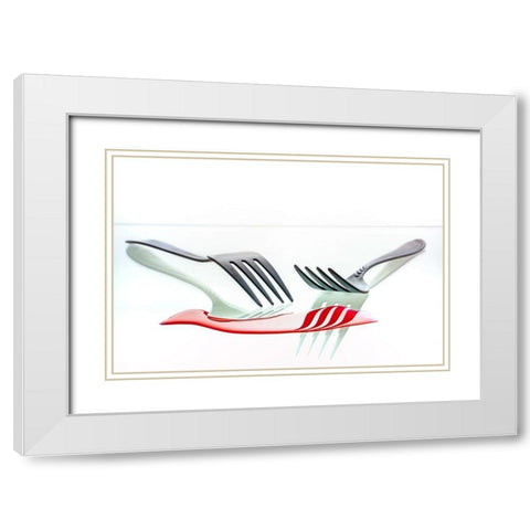 The Forks White Modern Wood Framed Art Print with Double Matting by Pavlasek, Tom