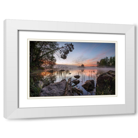 Peaceful Morning White Modern Wood Framed Art Print with Double Matting by Keller