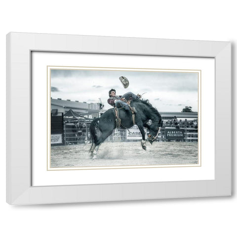 Cowboy In Action White Modern Wood Framed Art Print with Double Matting by Deng, Larry