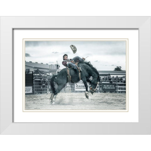 Cowboy In Action White Modern Wood Framed Art Print with Double Matting by Deng, Larry