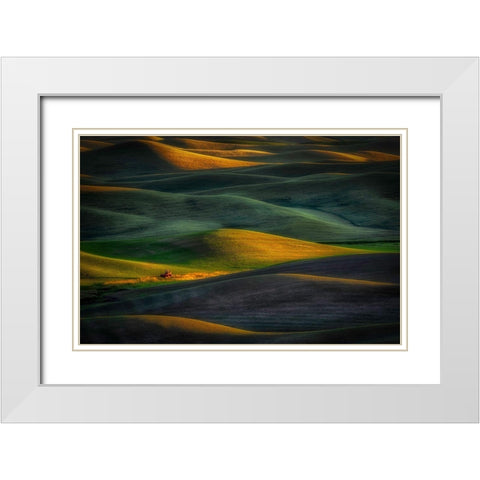 Tractor White Modern Wood Framed Art Print with Double Matting by Darby, Rob