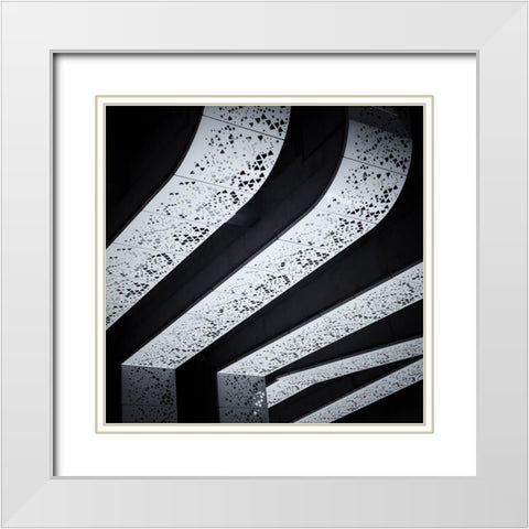 Car Park Rhapsody White Modern Wood Framed Art Print with Double Matting by Van De, Jeroen