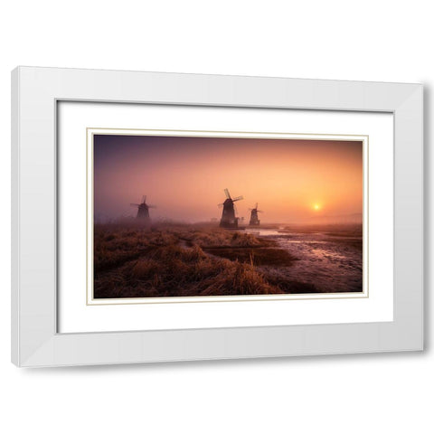 Foggy Morning White Modern Wood Framed Art Print with Double Matting by Seo, Tiger