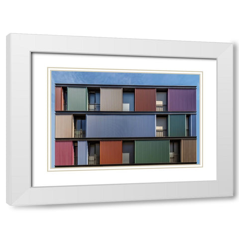 Coloured Wall White Modern Wood Framed Art Print with Double Matting by Luycx, Theo