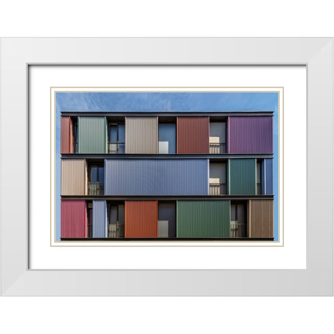 Coloured Wall White Modern Wood Framed Art Print with Double Matting by Luycx, Theo