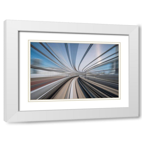 Spinning Around White Modern Wood Framed Art Print with Double Matting by Hershkovitz, Avital