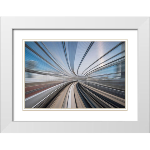Spinning Around White Modern Wood Framed Art Print with Double Matting by Hershkovitz, Avital